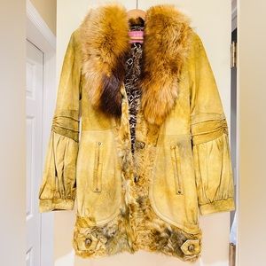 100% Lambskin Coat with Real Fur